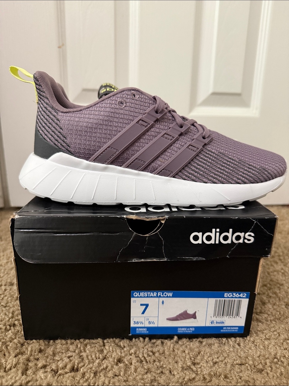 adidas Women's Athletic Shoes in Purple with White Soles